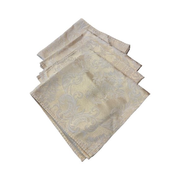 Set (5) Paisley Floral Yellow Gold Table Linens Napkins Stylish Elegance Bright - Picture 2 of 5